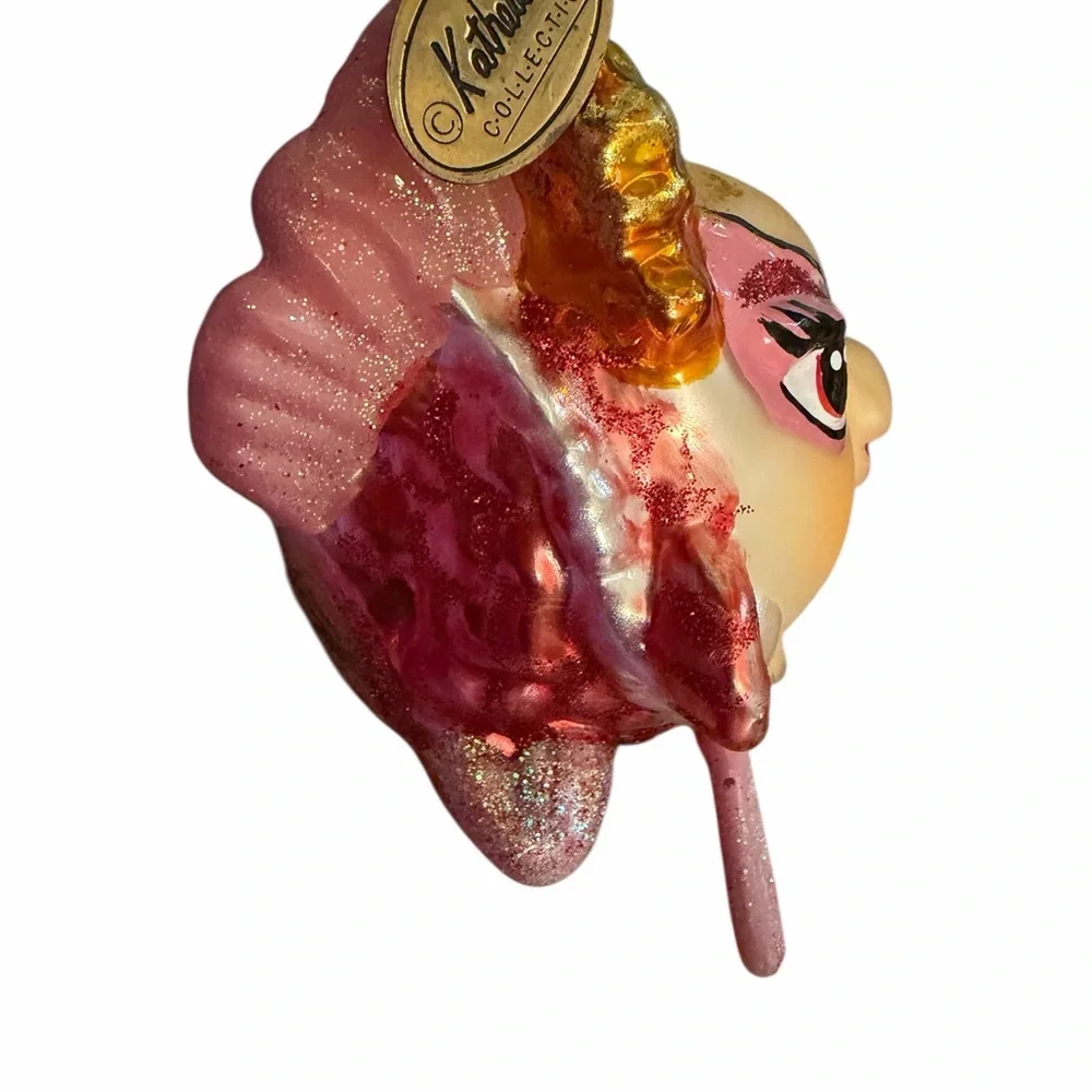 Katherine's Collection Gold Pink Fish  Anthropomorphic Glass Red Lips Ornament 🌺